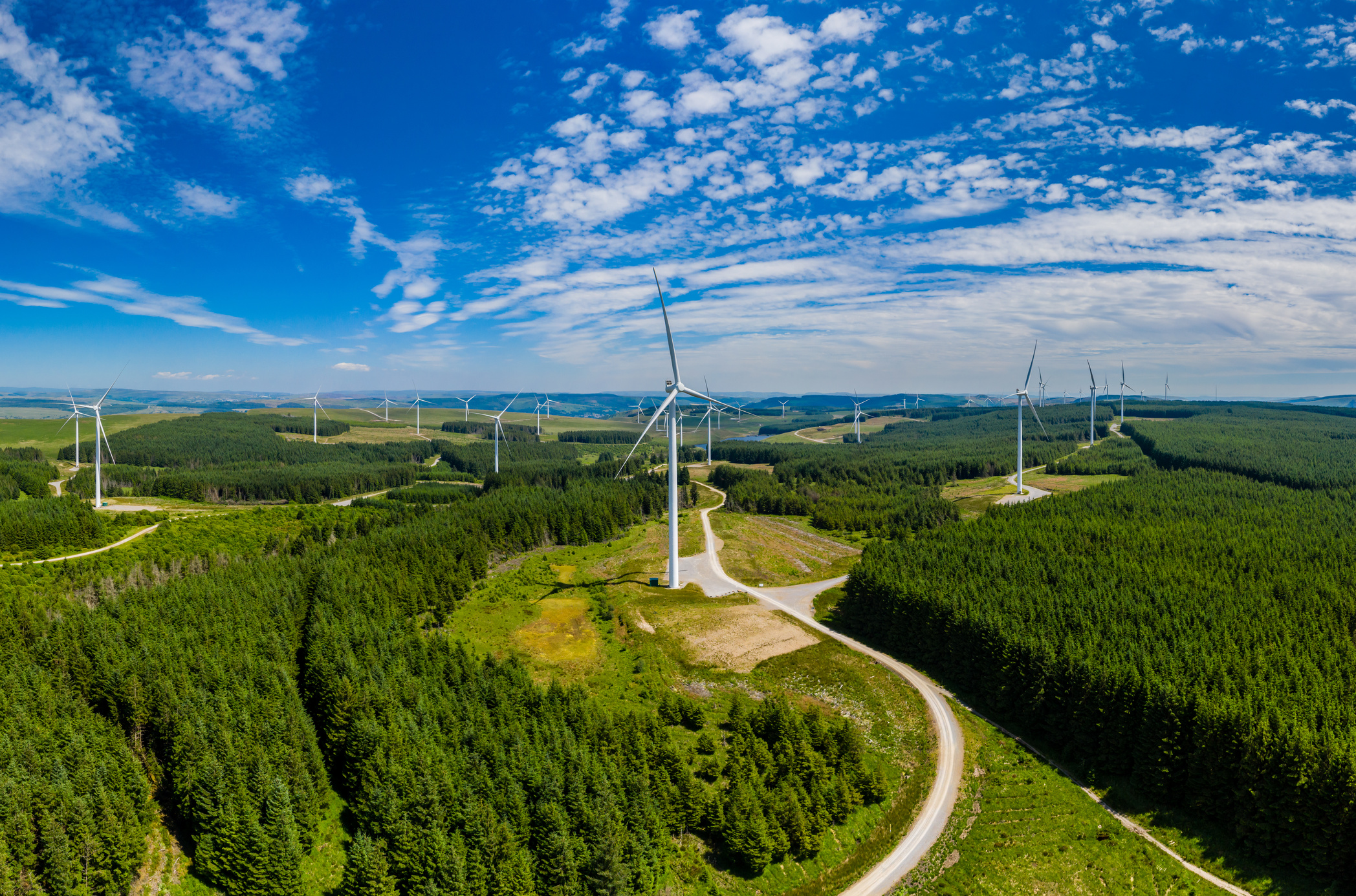 turbines at a large onshore wind farm in Wales